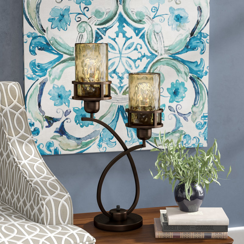 Red Barrel Studio Lehmann Metal Glass Shade Uplight 26.3" Arched Table